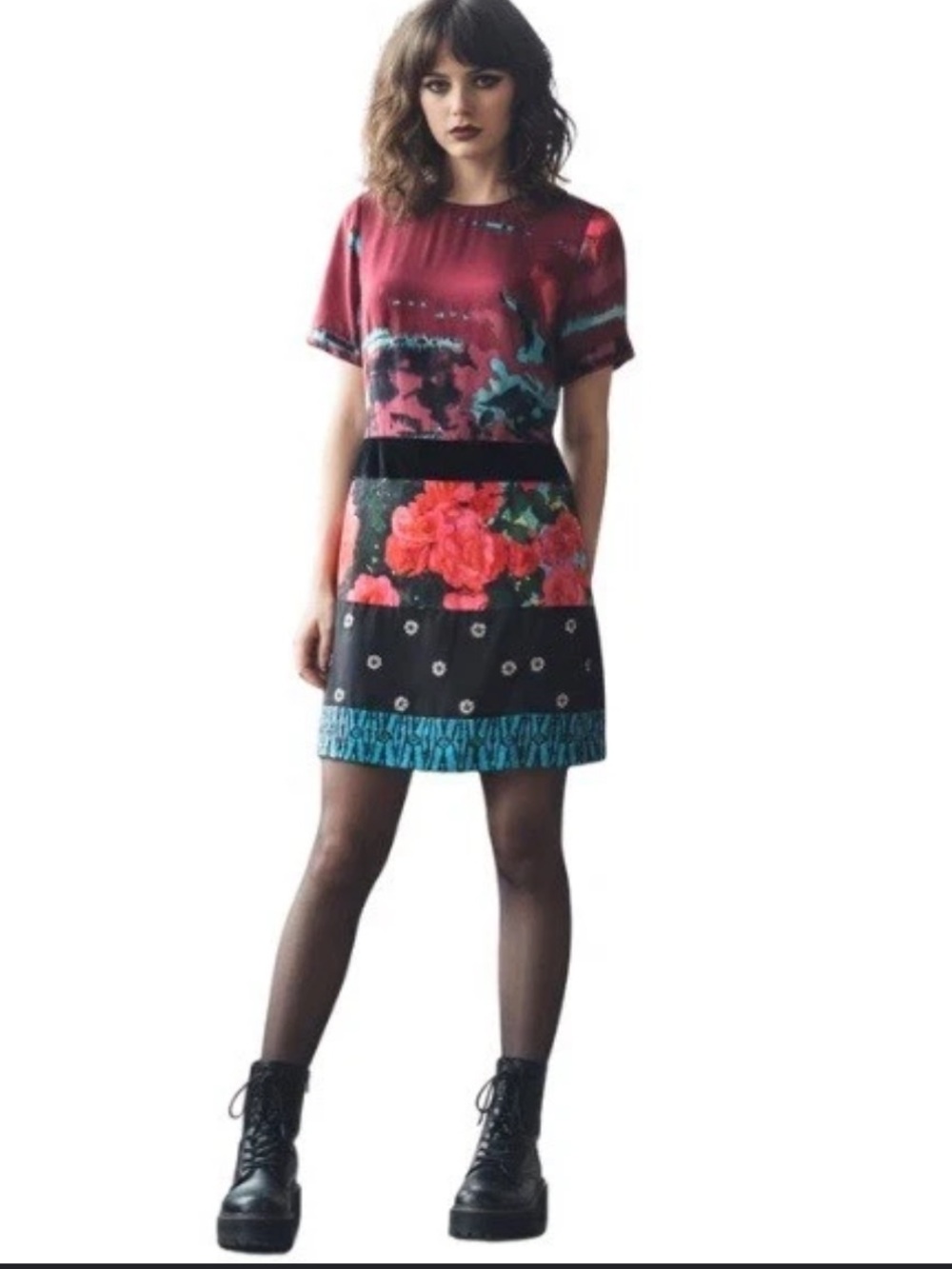 Tracy Reese Arrondissement Collage Shift Dress Silk Mixed Print Media